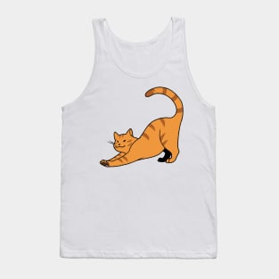 Orange Stripe Cat Stretch Tank Top